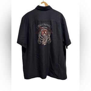 Cubavera Short Sleeve Black Button Down Motorcycle Rock And Roll Men’s Size XL
